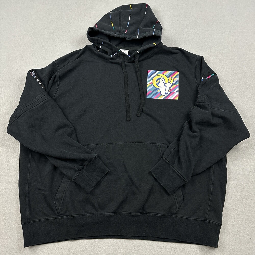 LA Rams Hoodie Men 2XL Black Nike Crucial Catch Intercept Cancer Player Issued